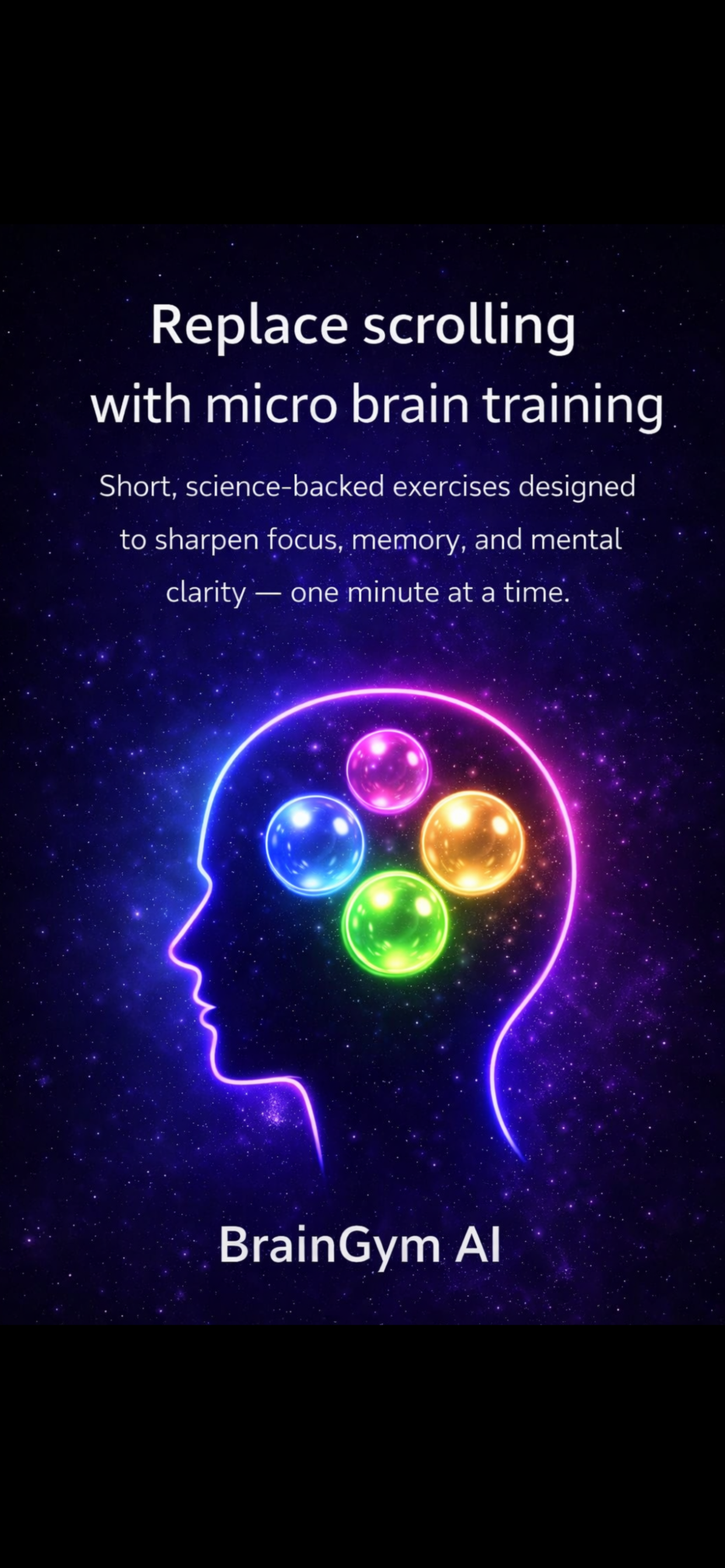 BrainGym AI app showing personalized brain training dashboard